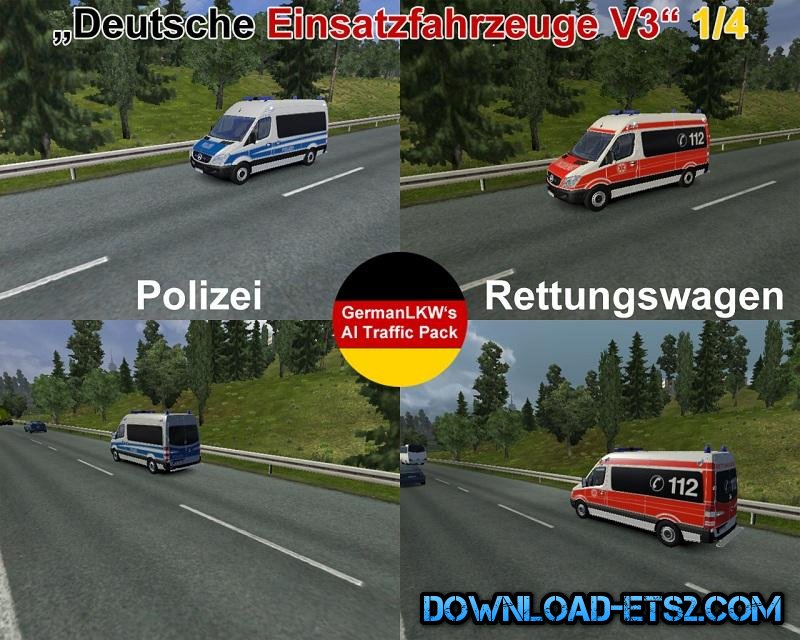 German Rescue Cars/Deutsche Einsatzfahrzeuge v3 for ETS2 by GermanLKW