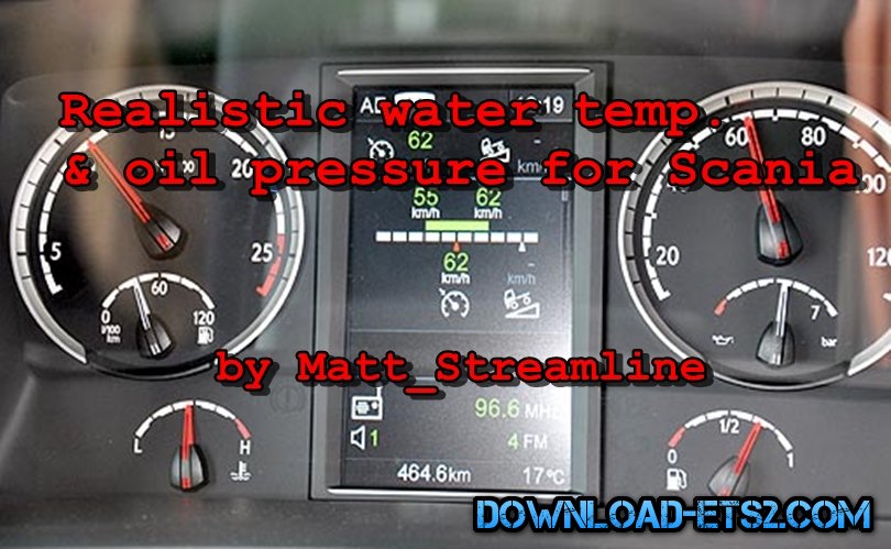 Realistic water temp. & oil pressure for Scania by