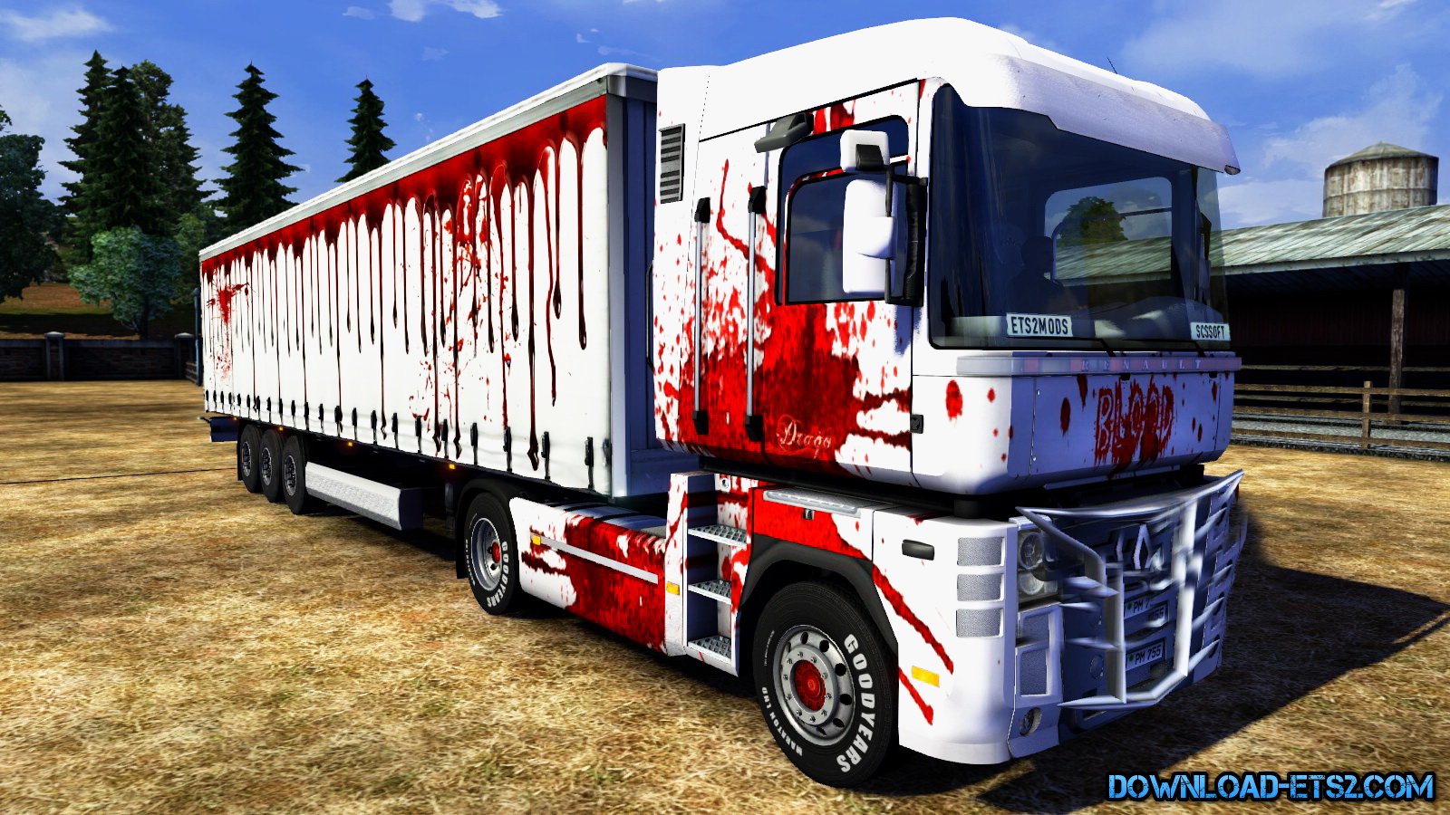 Renault Magnum Blood Skin + Trailer v1.0