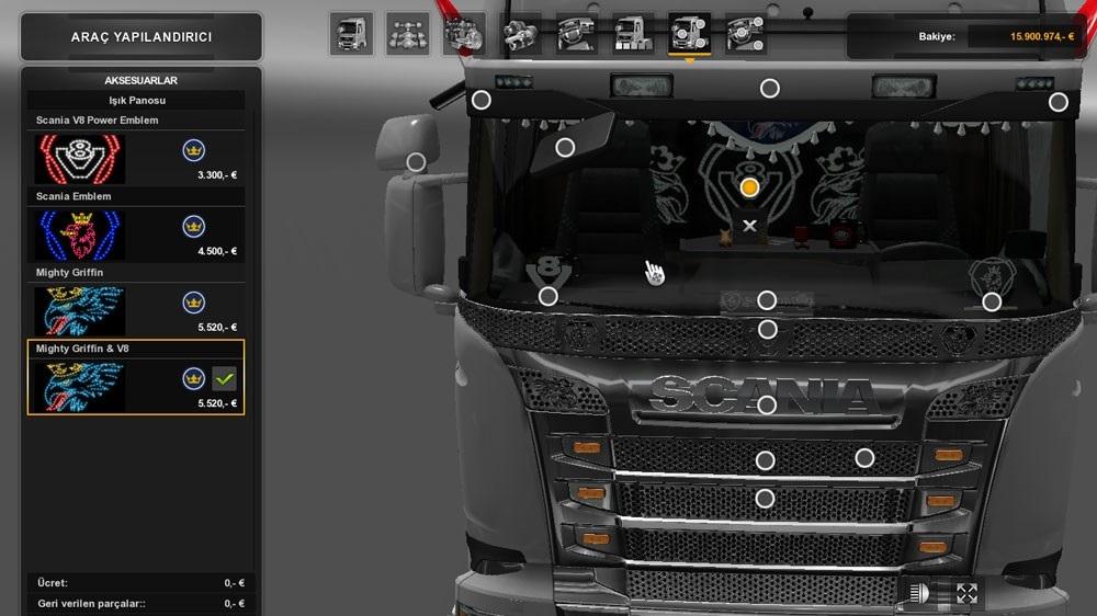 Mighty Griffin & V8 Backlight for Ets2