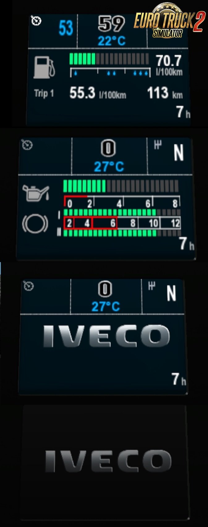 Iveco Stralis dashboard computer [XP Style added] by Piva