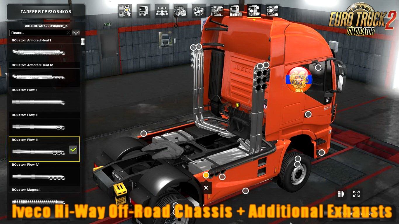 Iveco Hi-Way Off-Road Chassis + Additional Exhausts v1.0 (1.28.x)