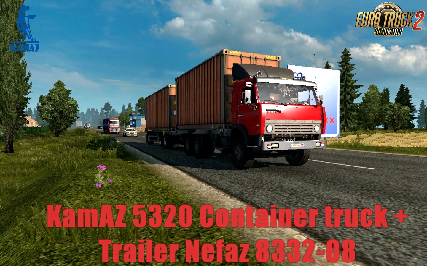 KamAZ 5320 Container Truck + Trailer Nefaz 8332-08 v1.0 (1.30.x)