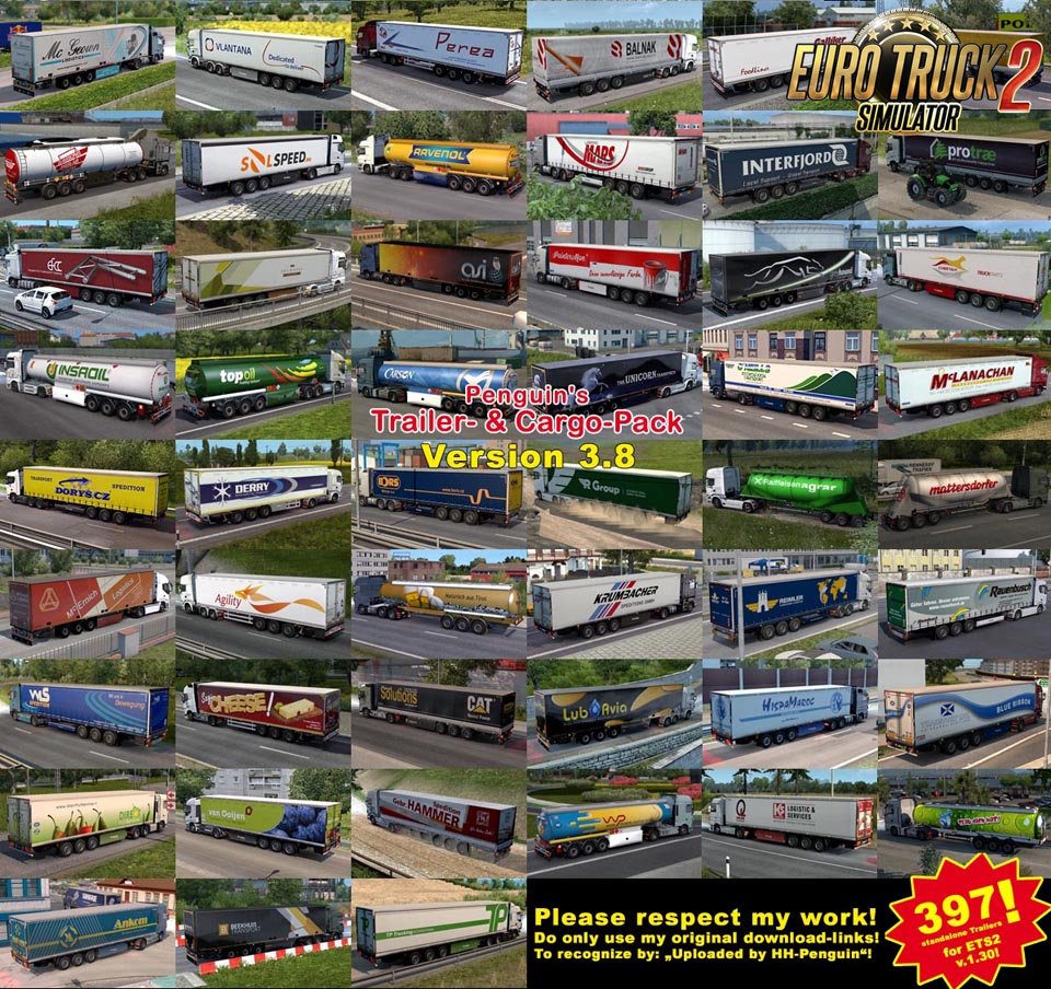 Penguins Trailer and CargoPack v3.8 for Ets2