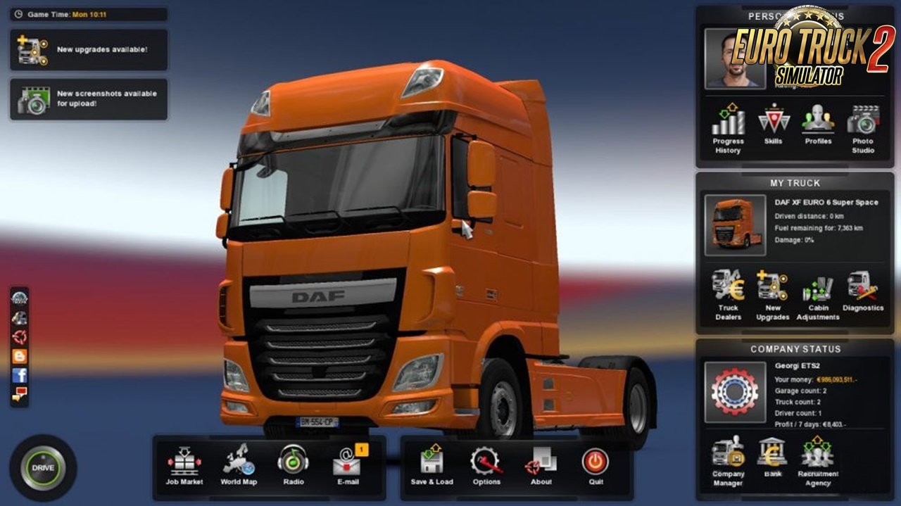 XP and Money Profile v1.1.0 for Ets2