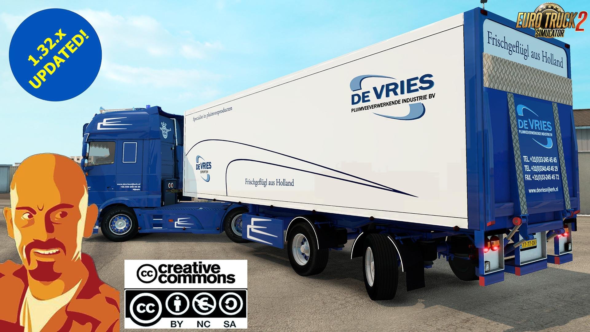 DAF XF 116 De Vries and Trailer (Recovered) for Ets2 [1.32.x]