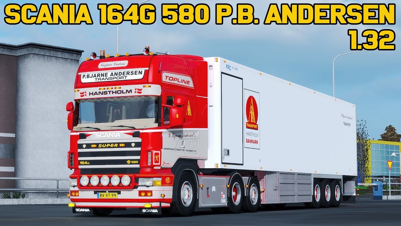 Scania 164G 580 P.Bjarne Andersen Skin + Trailer v1.0 (1.32.x)