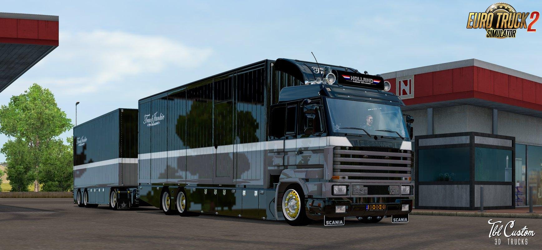 Scania 143M V8 500 Old Pirate + Interior + Tandem Trailer v1.0 (1.33.x)