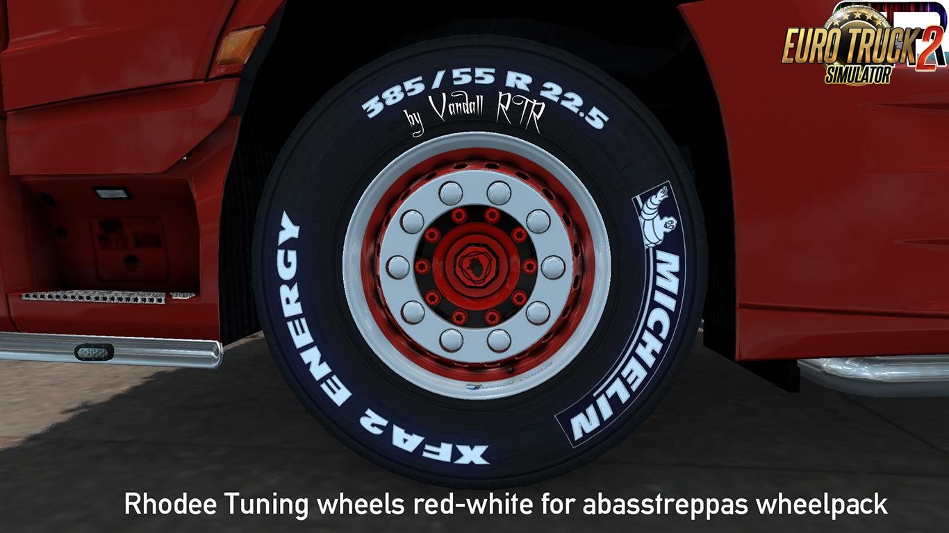 Rhodee Tuning Red White Skin for abbastreppas Wheel Pack in Ets2