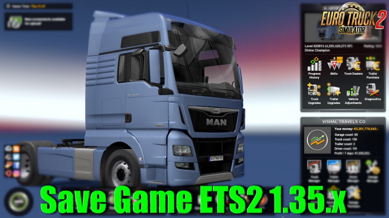 Save Game ETS2 1.35.x (No DLC need) v1.0 by Jav (1.35.x)