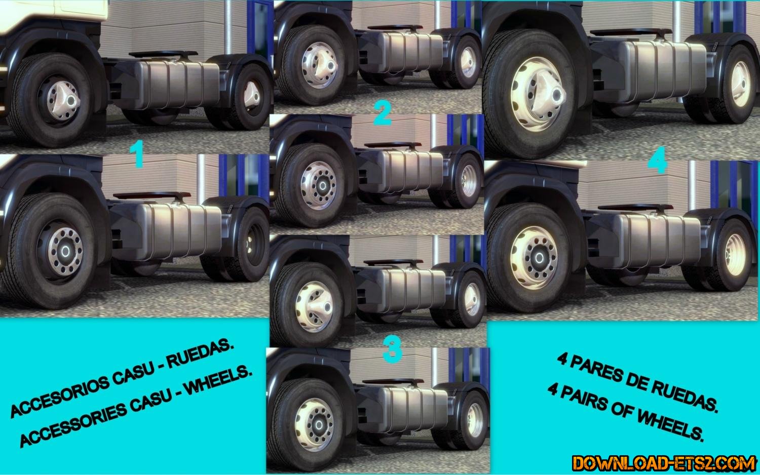 ACCESSORIES CASU – 4 PAIRS OF WHEELS FIXED for ETS2