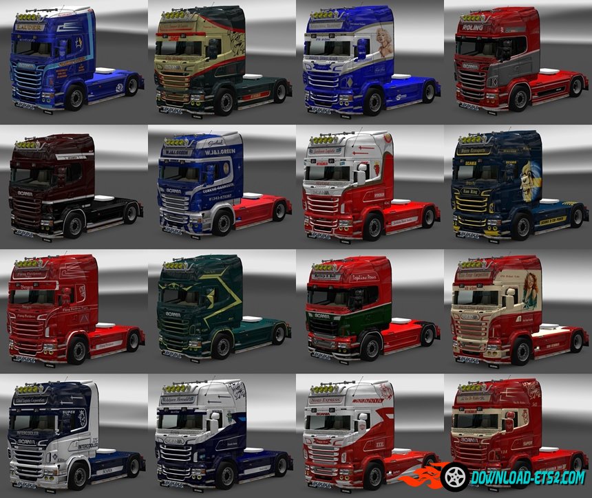 Pack Skins for Scania RJL (16 Skins)