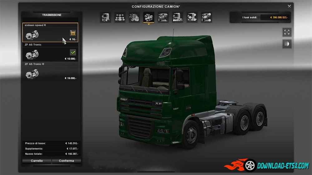 16+2 Speed Transmission for DAF XF