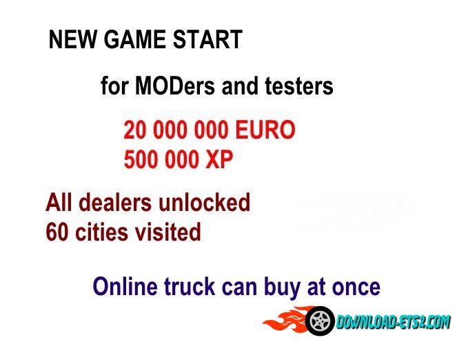 New Game Start for moders and testers