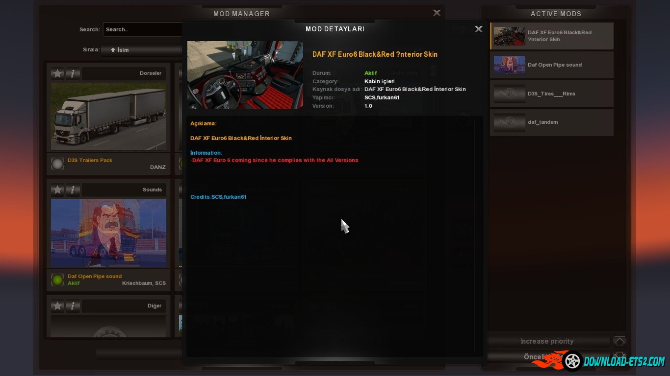 Daf XF Euro 6 Black & Red İnterior