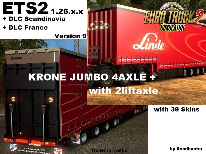 Trailers Krone 4 Axles Jumbo Curtainsider v9.0 (1.26.x)