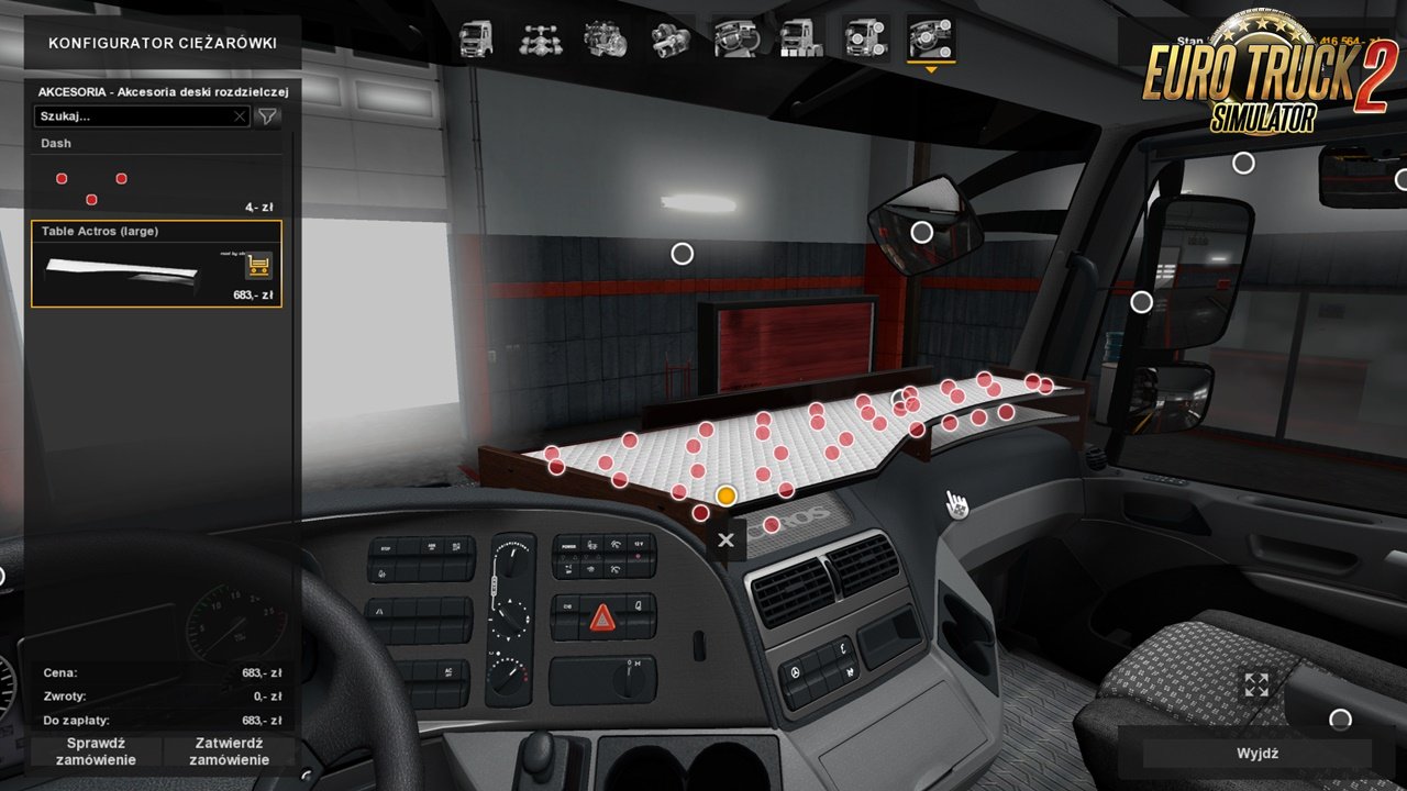 Table and wind-shield set for Actros MP3 v1.0 [1.30.x]