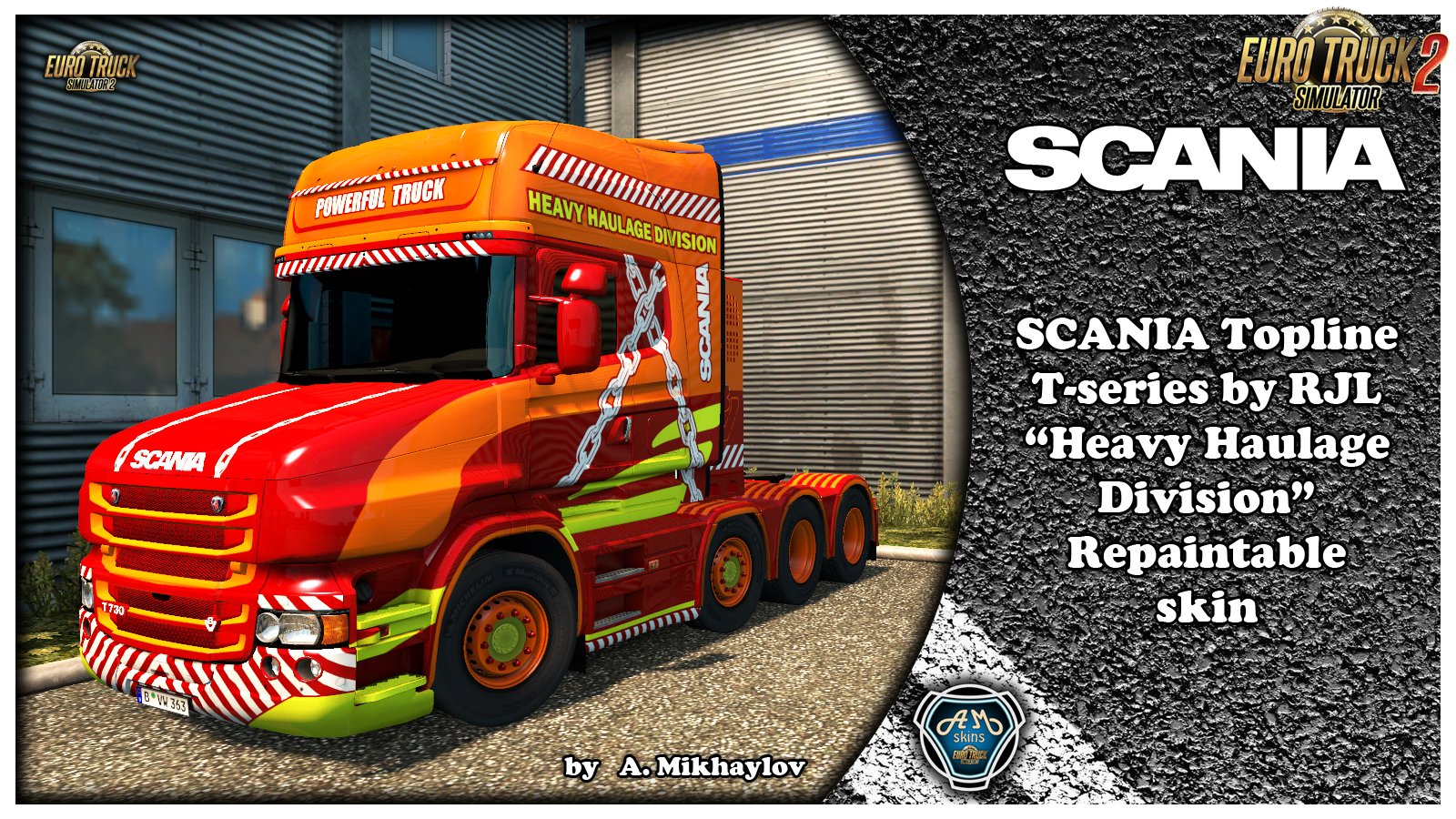 Scania Topline T-Series by RJL ,,Heavy Haulage Division" Repaintable Skin v1.0 (1.31.x)
