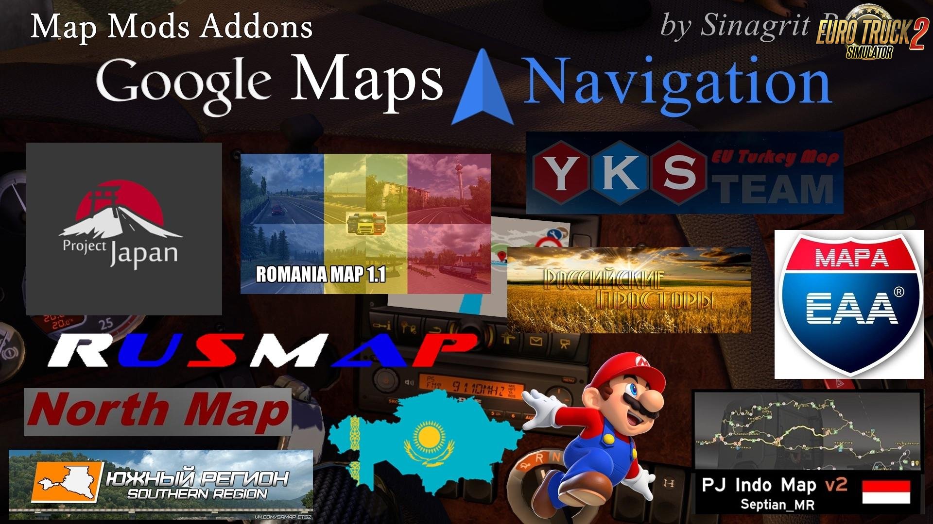 Google Maps Navigation Normal and Night Version Map Mods Addons v2.0