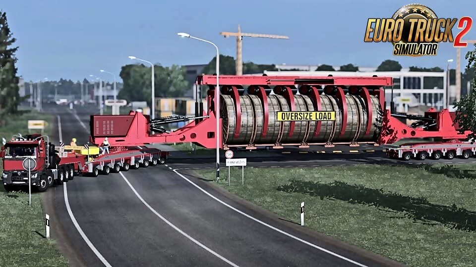 Mega Industrial Cable Reel Transport with Support Trucks for Ets2