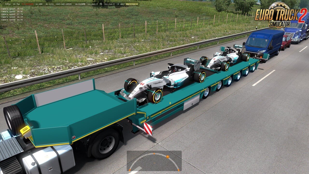 Mercedes AMG Petronas F1 Team Trailer in Ets2 traffic