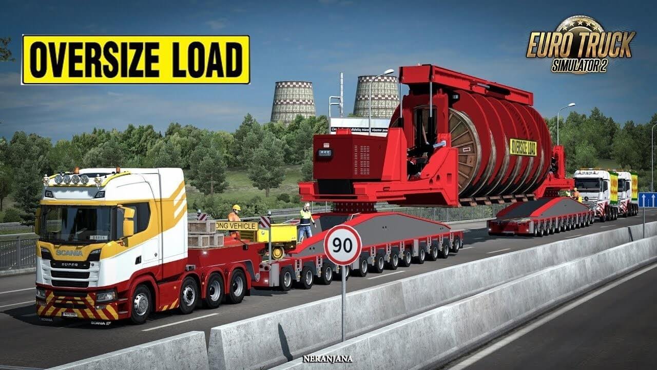 Mega Industrial Cable Reel Transport with Support Trucks for Ets2