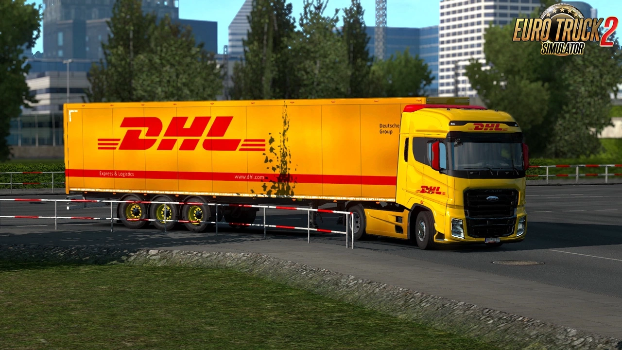 DHL Skin for Ford Trucks F-MAX + Trailer v1.0 (1.37.x)