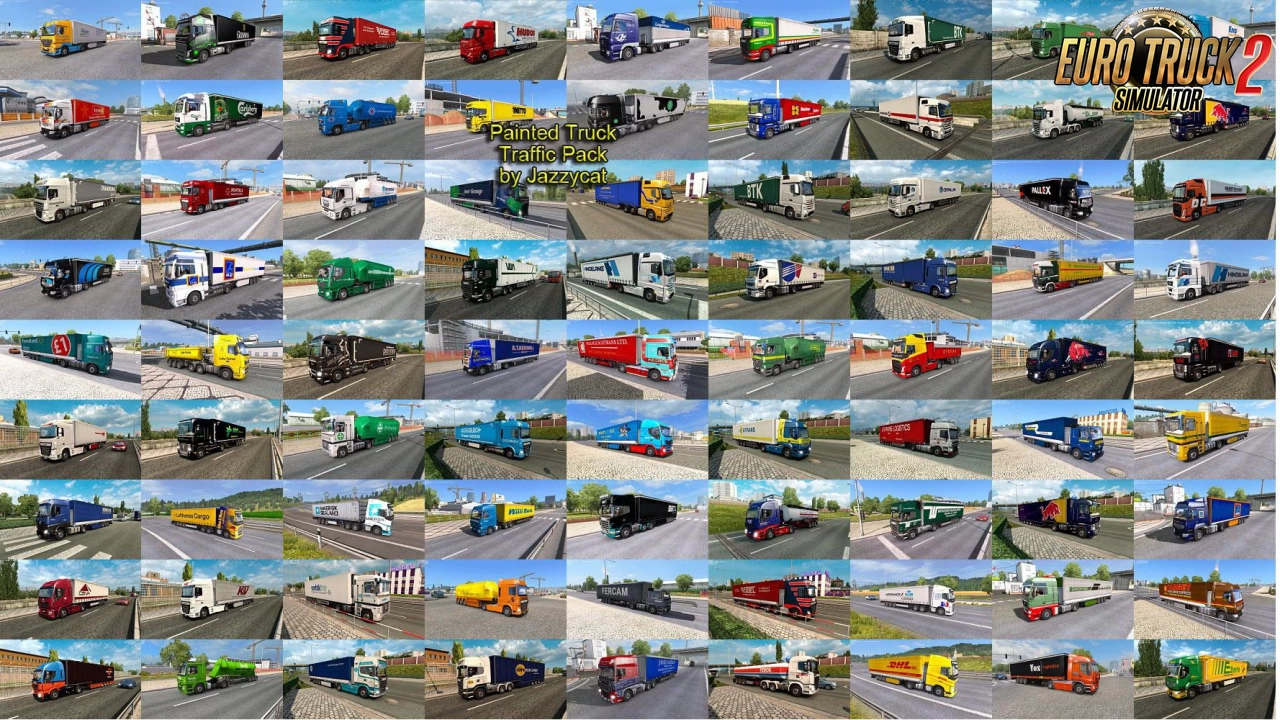 Painted Truck Traffic Pack v15.3 by Jazzycat (1.44.x) for ETS2
