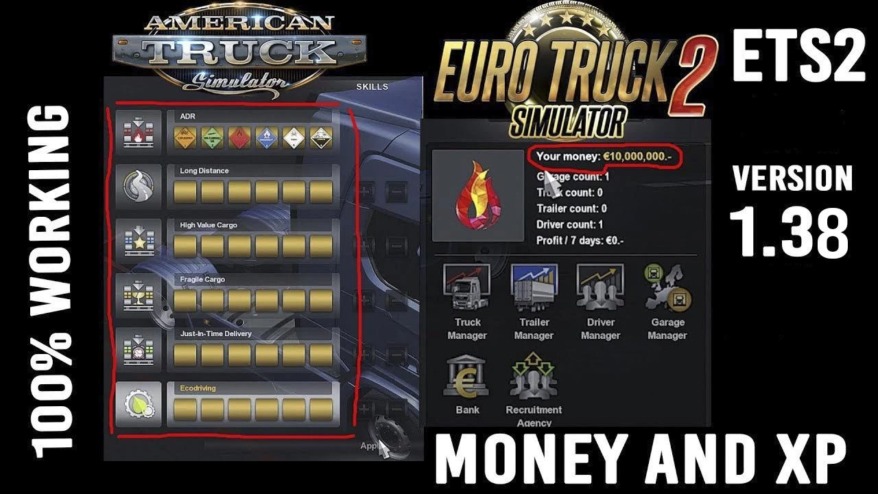 XP And MONEY Mod v1.0 (1.50.x) for ETS2