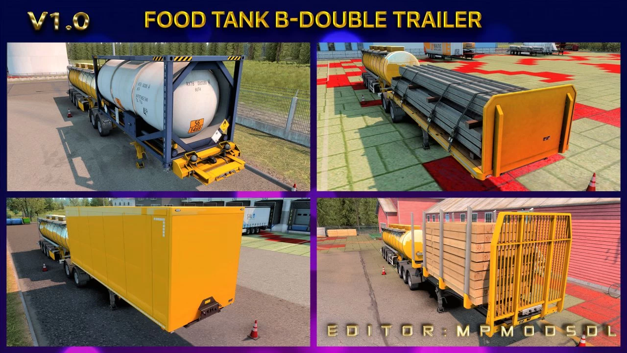Food Tank B-Double And HCT Trailer Mod v1.0 (1.38.x)