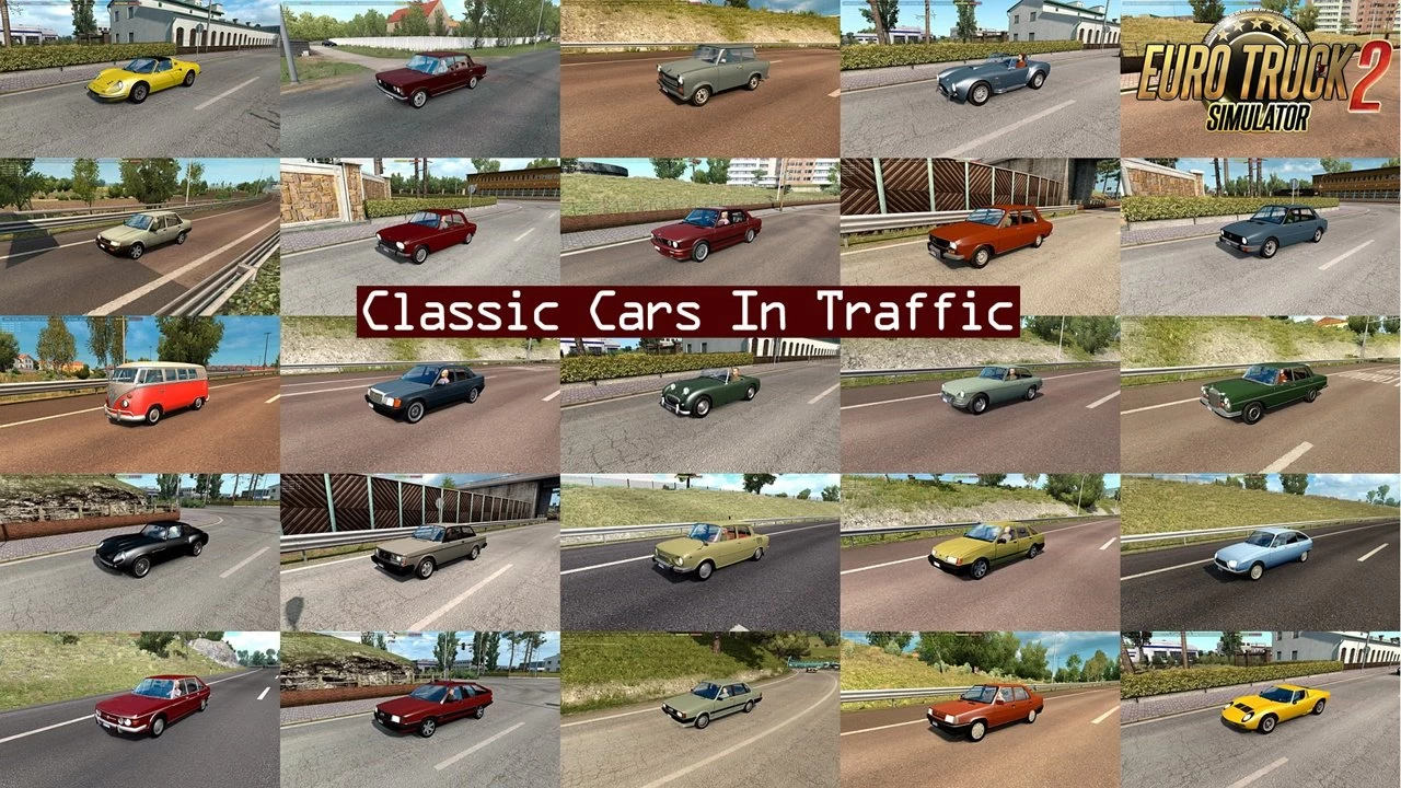 Classic Cars Traffic Pack v9.9 by TrafficManiac (1.46.x) for ETS2