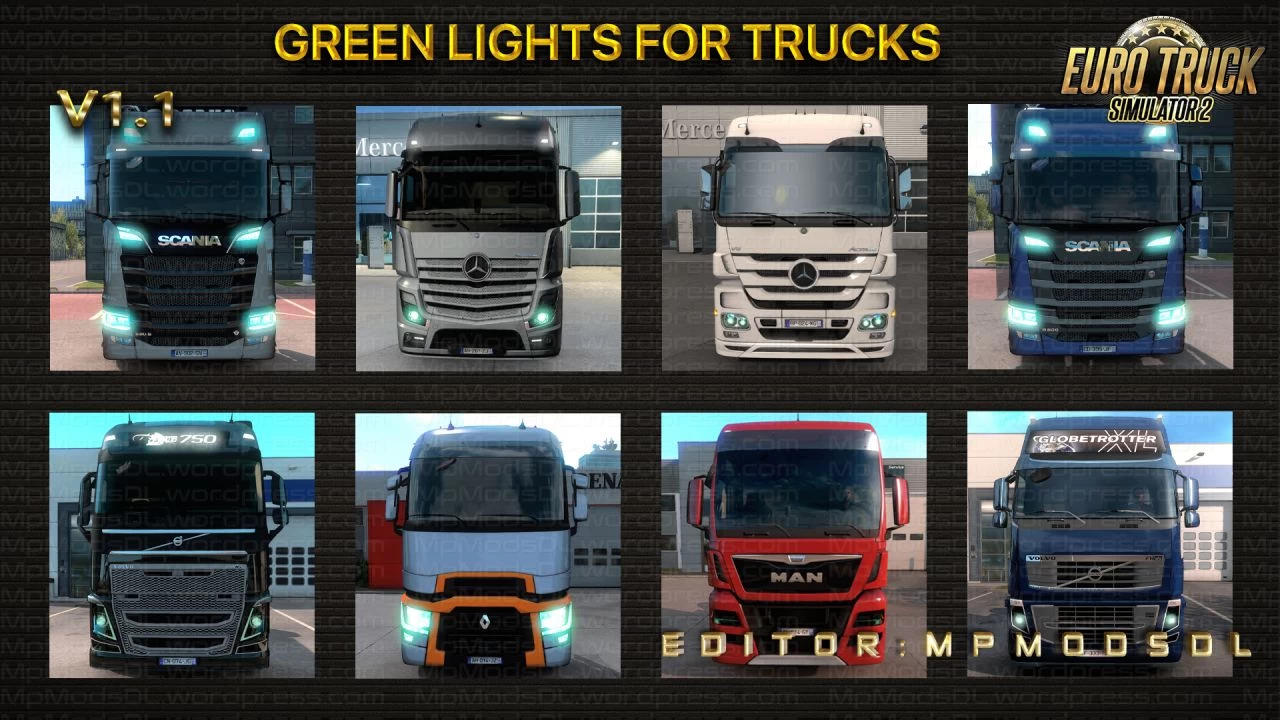 Green Lights For Trucks v1.1 for Multiplayer ETS2 (1.39)