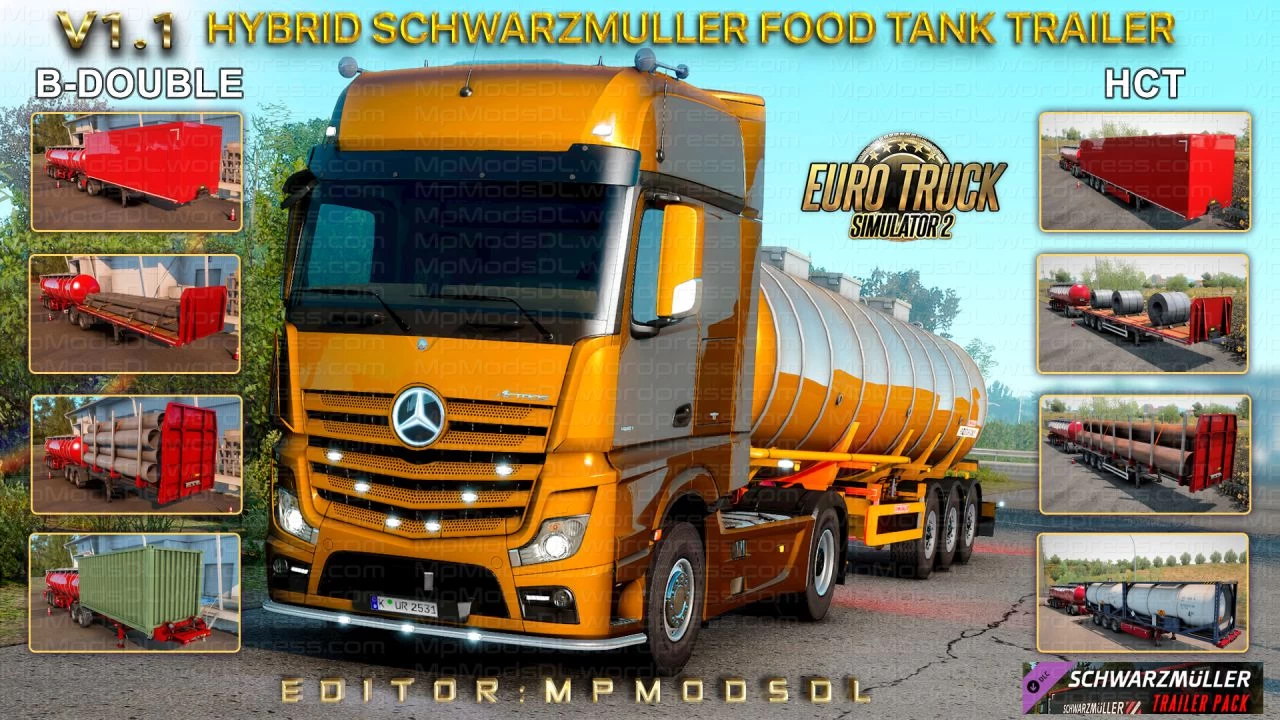 Hybrid Schwarzmuller Food Tank Trailer Mod v1.1 For ETS2