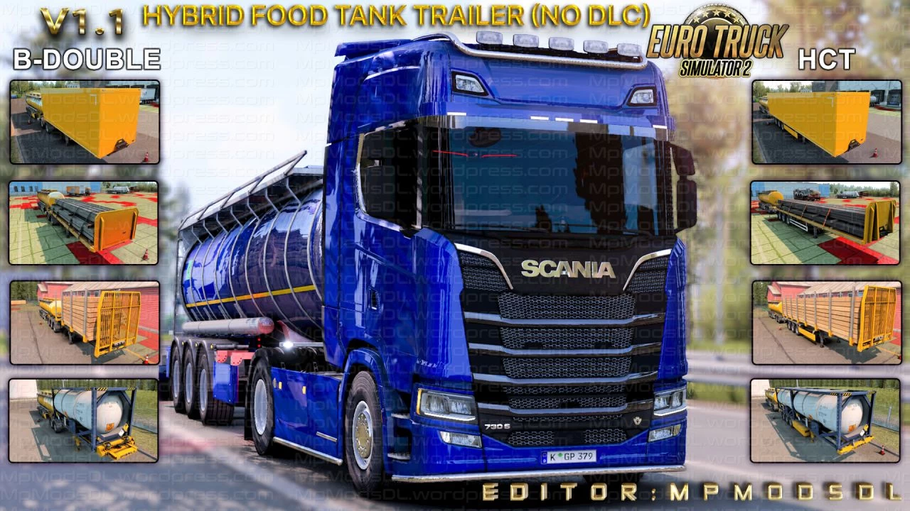 Hybrid Food Tank Trailer Mod v1.1 For ETS2 (No DLC)