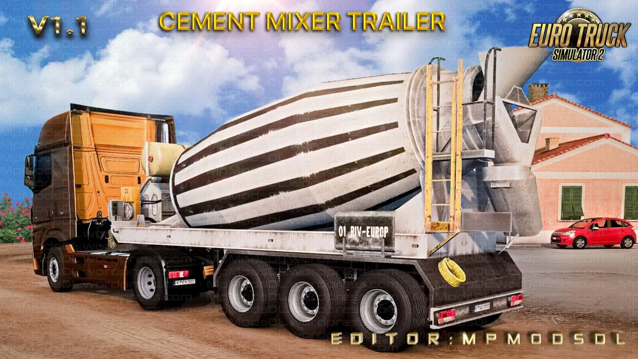 Cement Mixer Trailer Mod v1.1 for ETS2