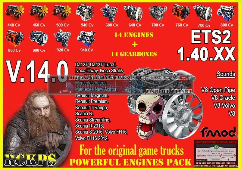 Pack Powerful Engines + Gearboxes v15.2 (1.49.x) for ETS2