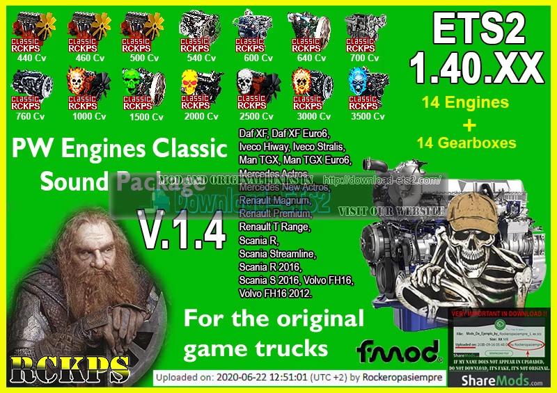 PW Engines Classic Sounds Pack ETS2 v1.4 by RCKPS (1.40.x)