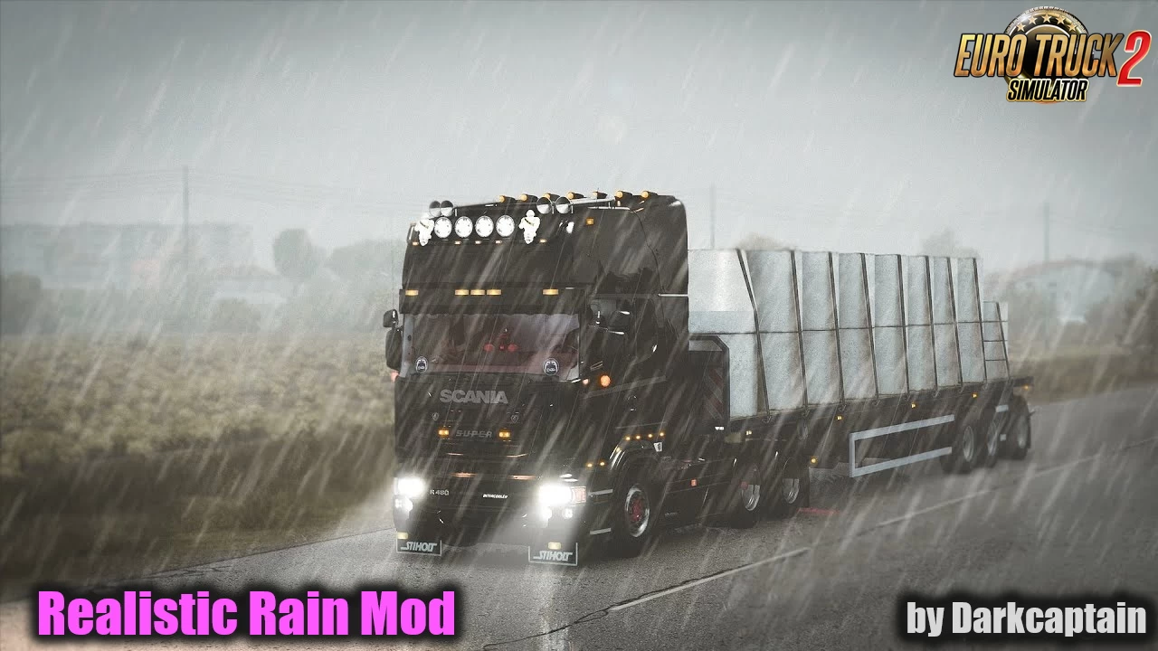 Realistic Rain Mod v4.7.1 by Darkcaptain (1.49.x) for ETS2