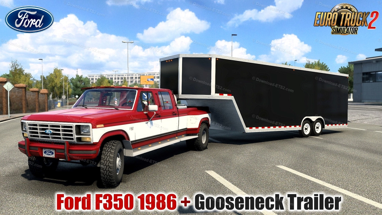 Ford F350 1986 + Gooseneck Trailer v1.1 (1.46.x) for ETS2
