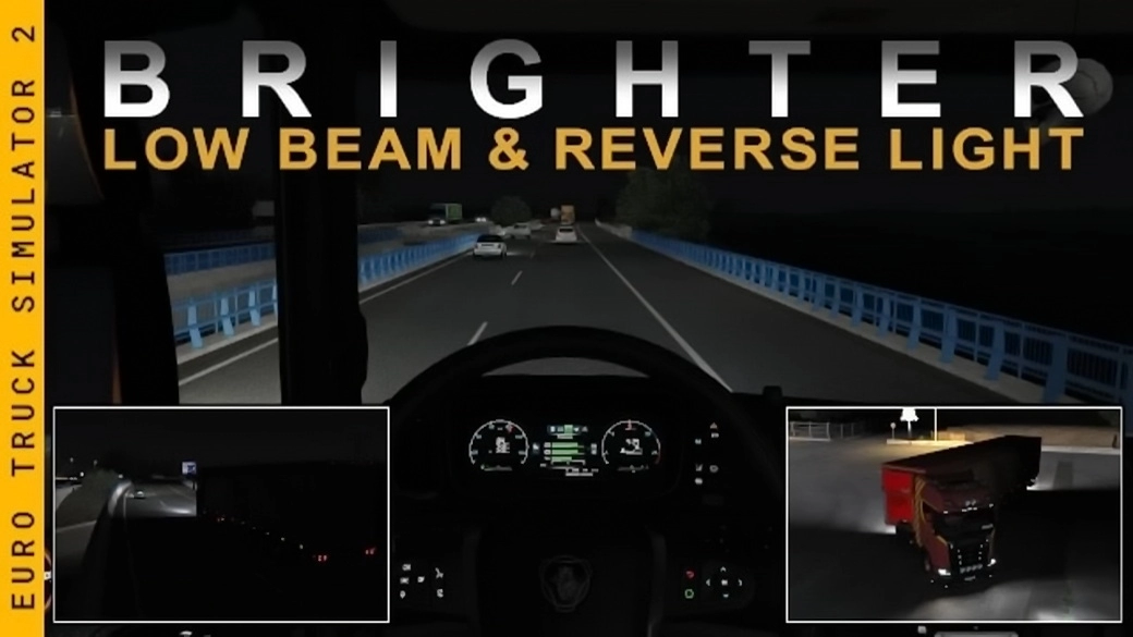 Brighter Low Beam & Reverse Lights v1.1.5a (1.45.x) for ETS2