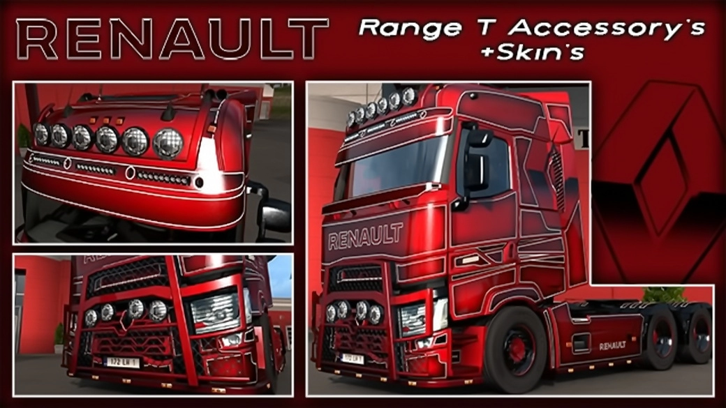 Renault Range T and Evo Accessories + Skins v2.0 (1.45.x)