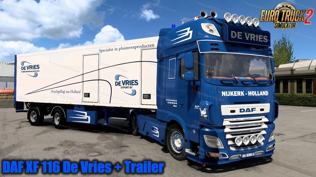 DAF XF 116 De Vries + Trailer v1.3 (1.46.x) for ETS2