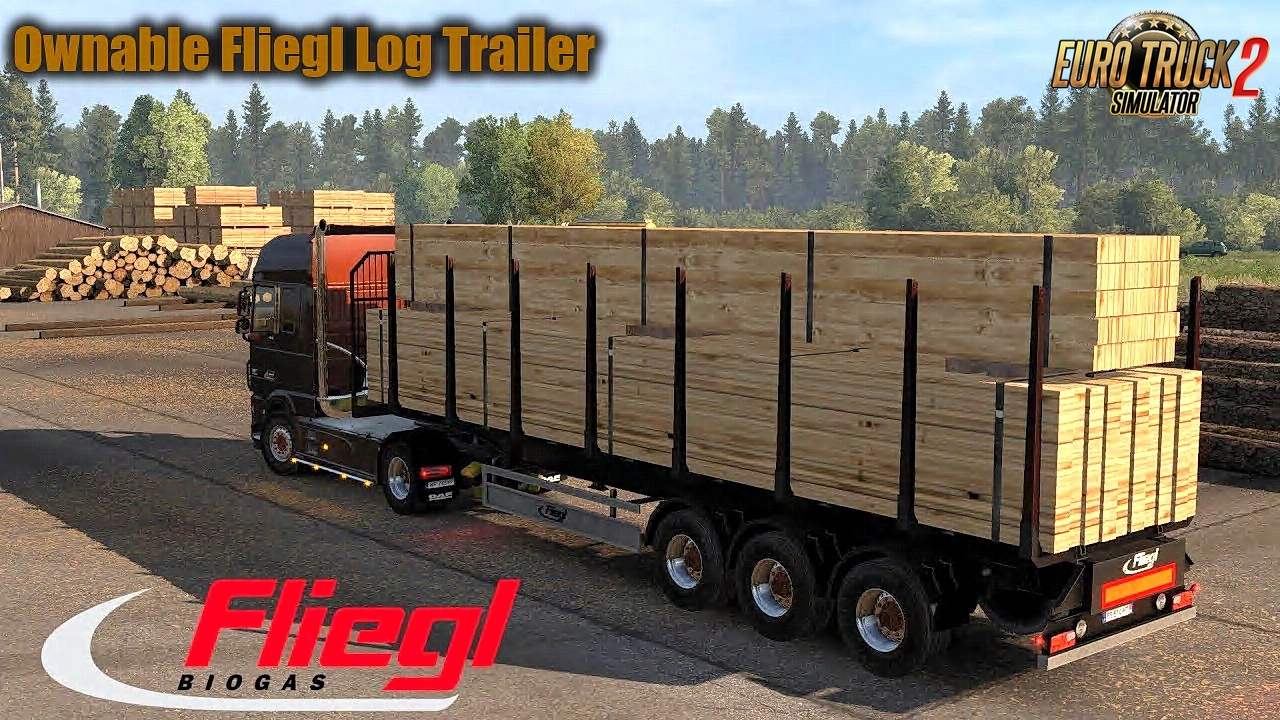 Ownable Fliegl Log Trailer v1.0.16 by Jazzycat (1.51.x) for ETS2