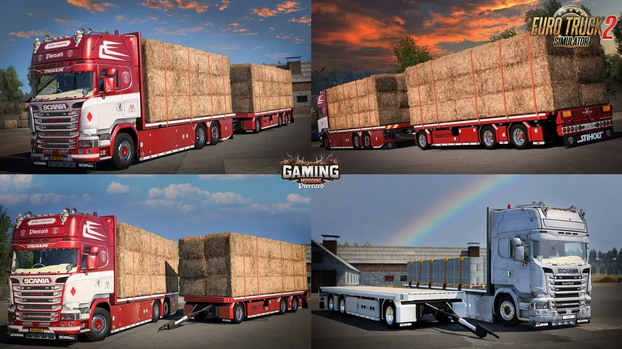 Pierrard Scania R580 V8 Tandem + Royen Trailer v1.0 (1.54.x)