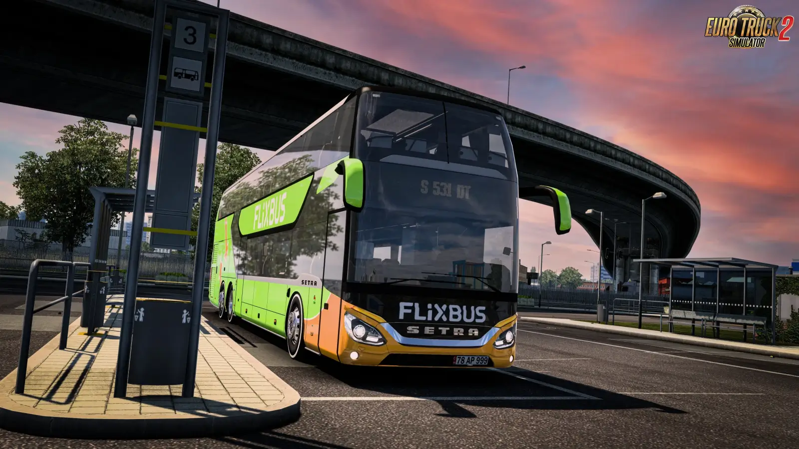 Setra 531 DT Flixbus + Interior v7.0 (1.56.x) for ETS2