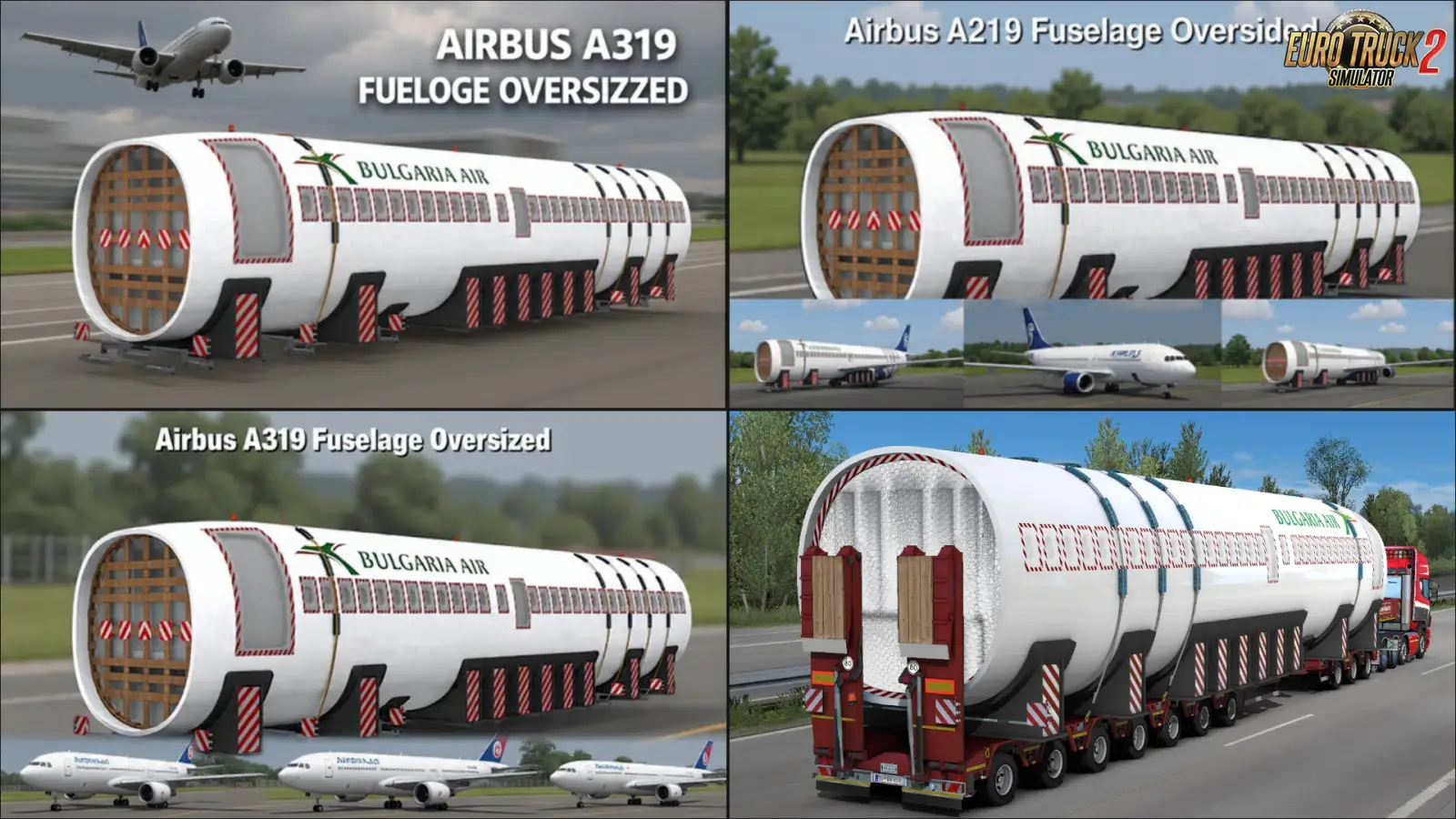 Airbus A319 Fuselage Oversized Trailer v2.4 (1.58.x) for ETS2