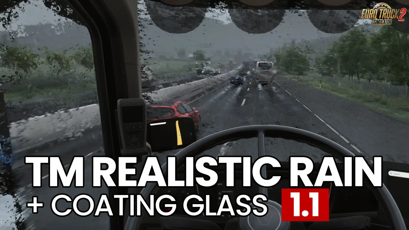 Realistic Rain with Coating Glass v1.2 (1.58.x) for ETS2