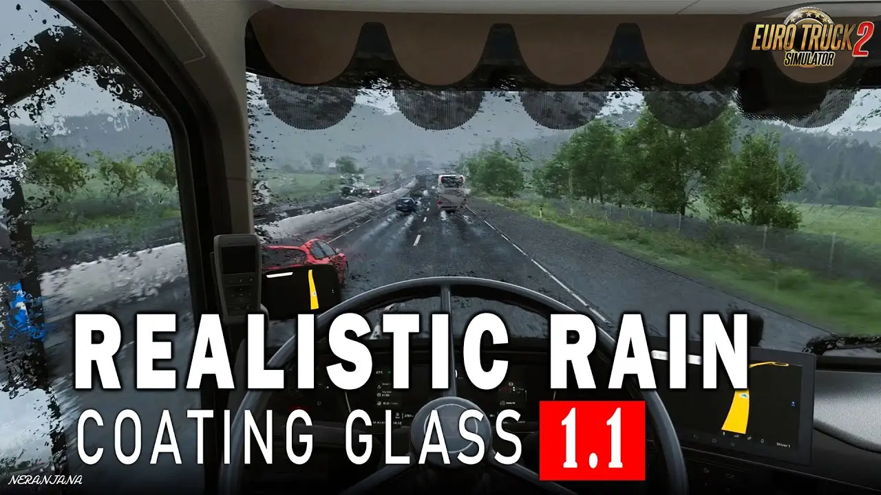 Realistic Rain with Coating Glass v1.3 (1.59.x) for ETS2