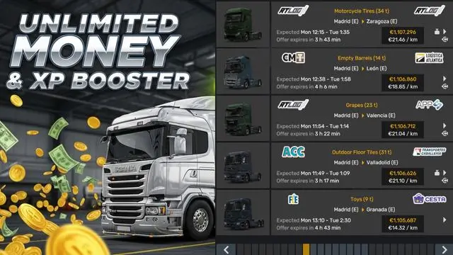 Unlimited Money & XP Booster v2.0 (1.57.x) for ETS2