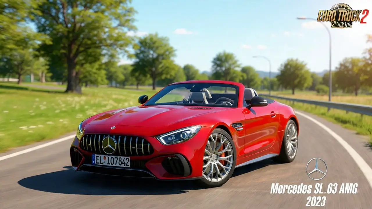 Mercedes SL63 AMG 2023 + Interior v2.2 (1.58.x) for ETS2